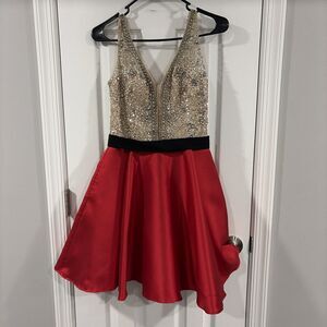 Jovani Diamond and Red Dress We Black Belt Size 4